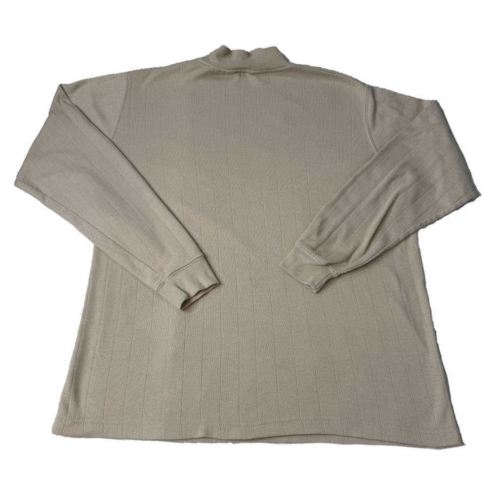 Timeless Taylor & Henry Minimalistic Ribbed Mock Neck Sweater Beige Size M